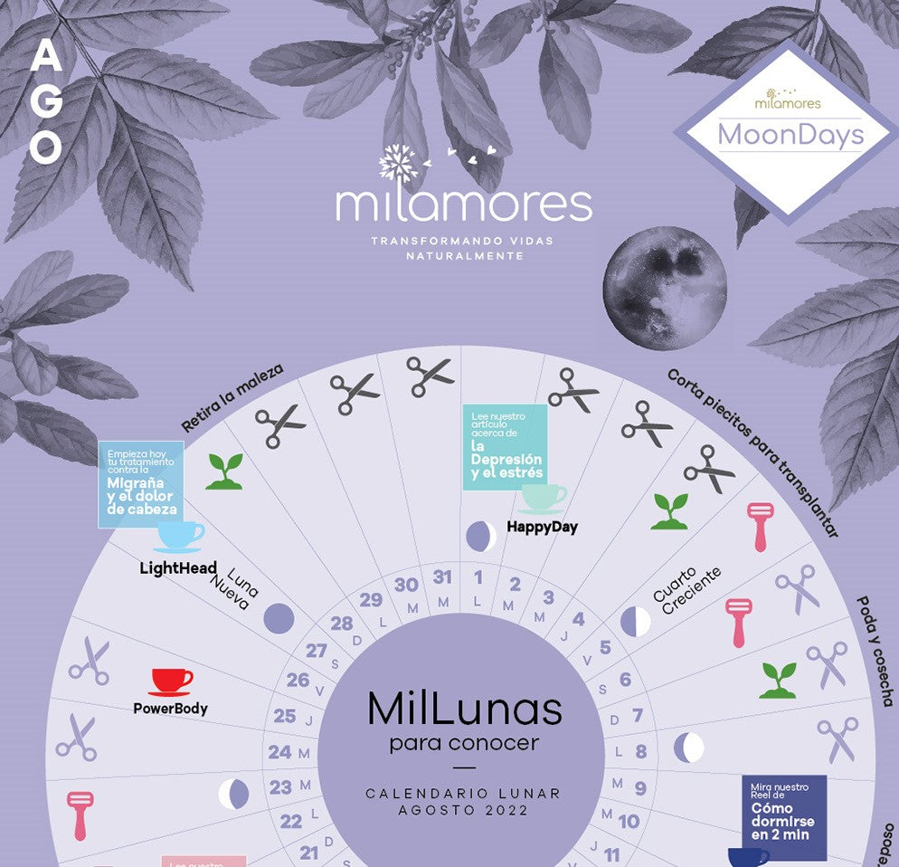 Calendario MilLunas para conocer. Agosto 2022.