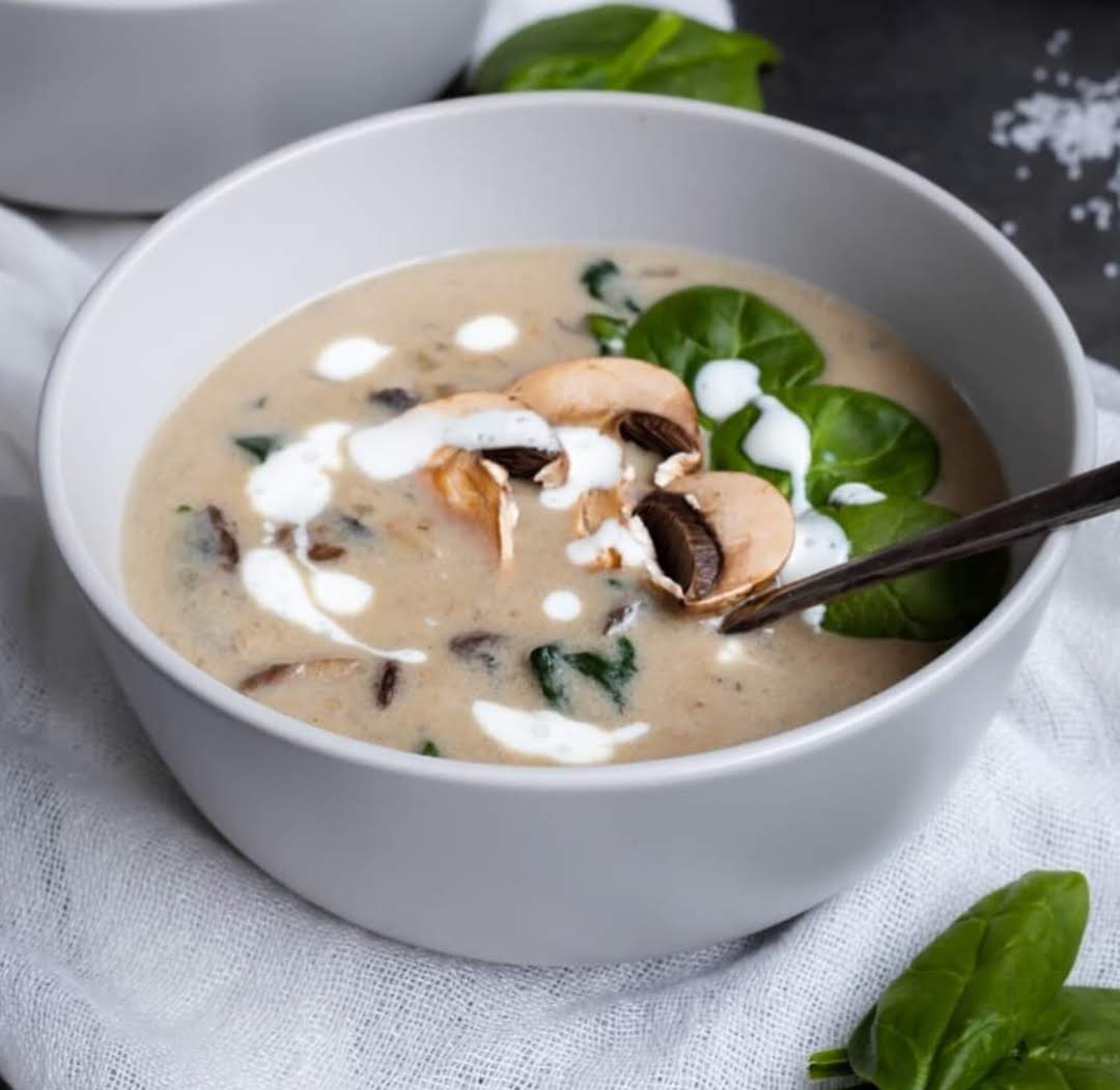 Sopa de puerro y champiñones