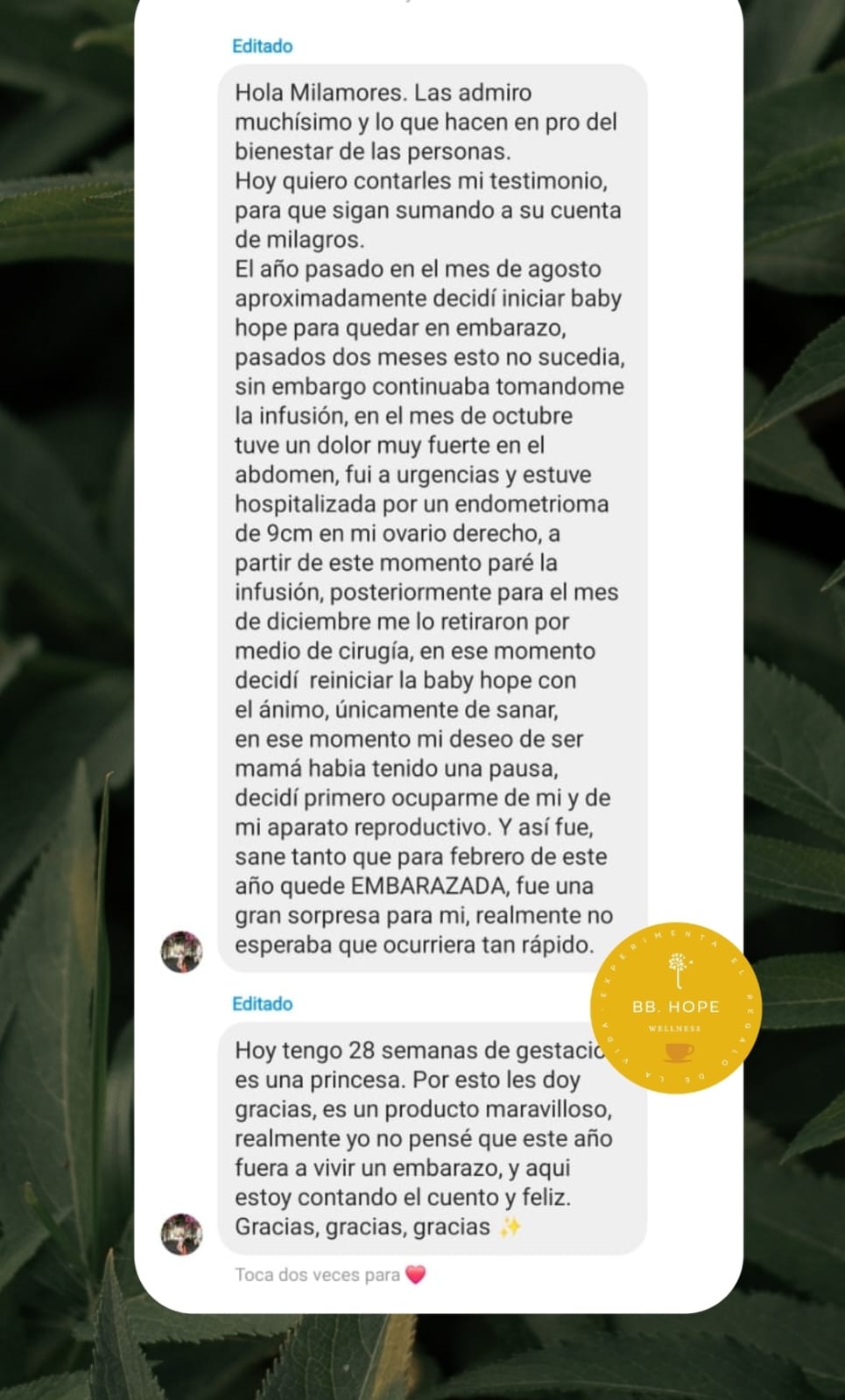 Más que una infusión medicinal, BabyHope de Milamores